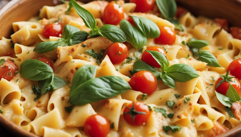 chicken and cheese pasta bake