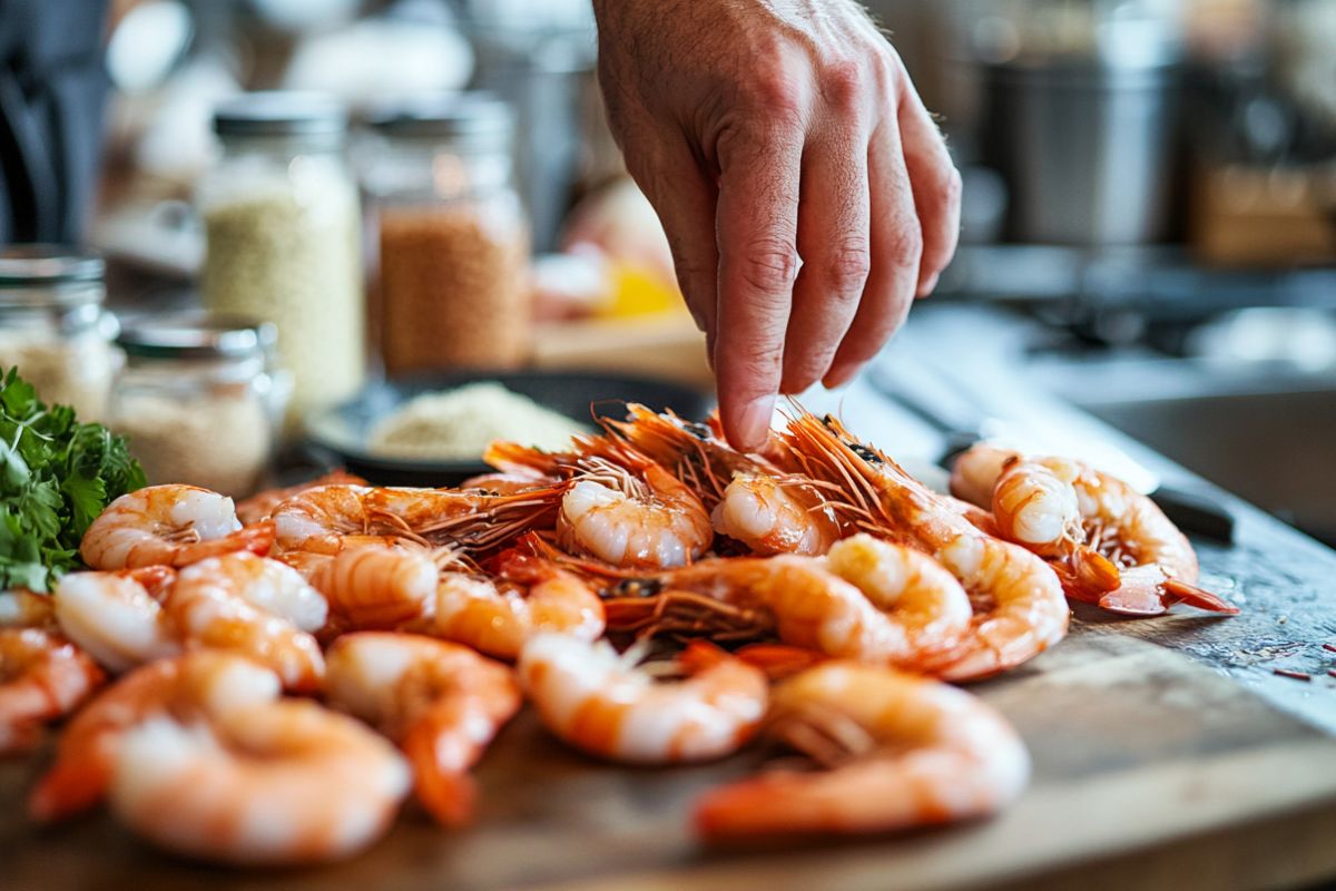 selecting shrimp for tempura